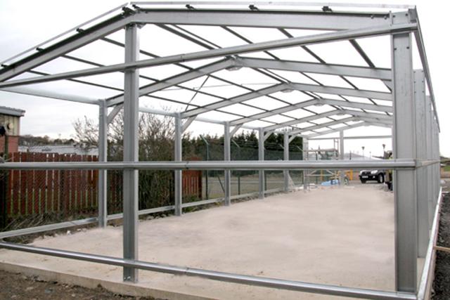 The steel framework of a building under construction